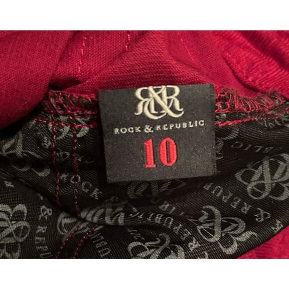 Rock & Republic Red Corduroy Button Classic‎ Soft Warm Pants Women's Size 10 - Picture 8 of 9